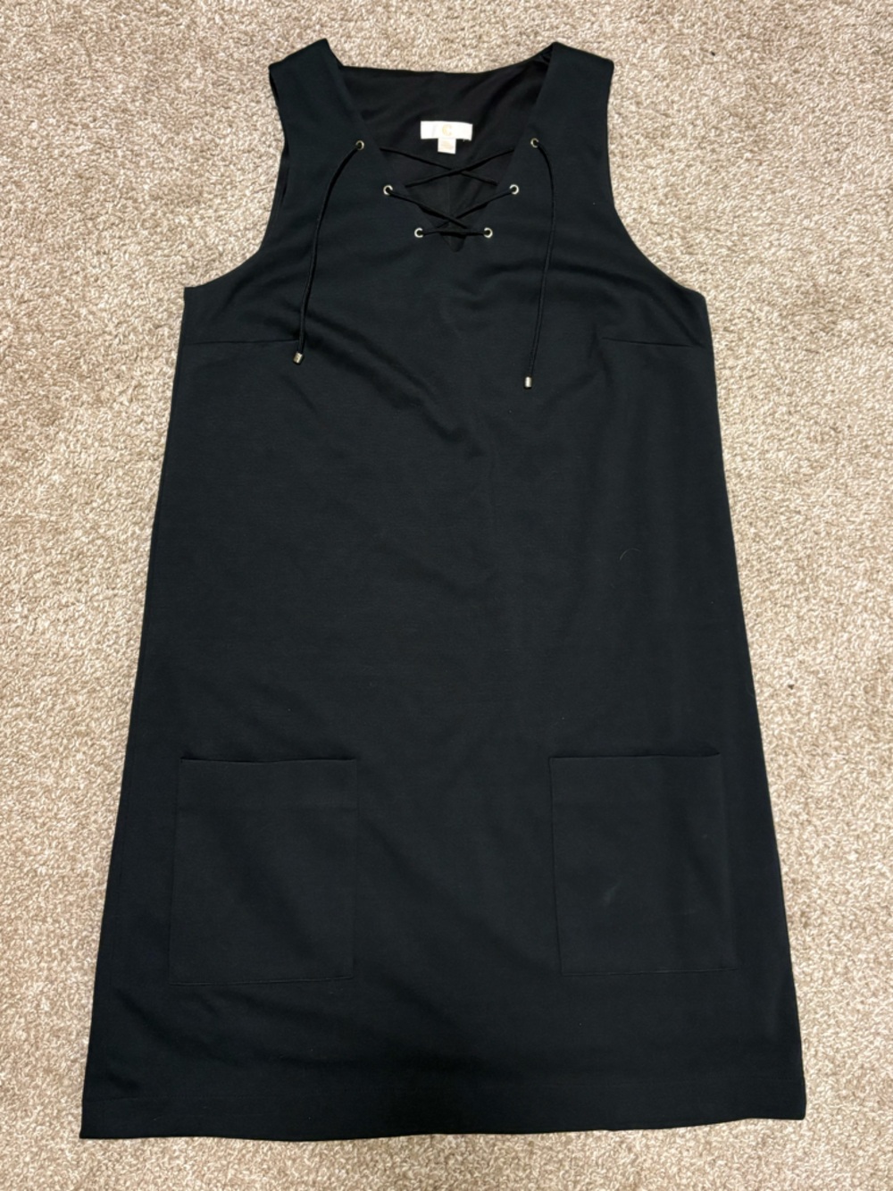 Charming Charlie Black Lace-Up Shift Dress